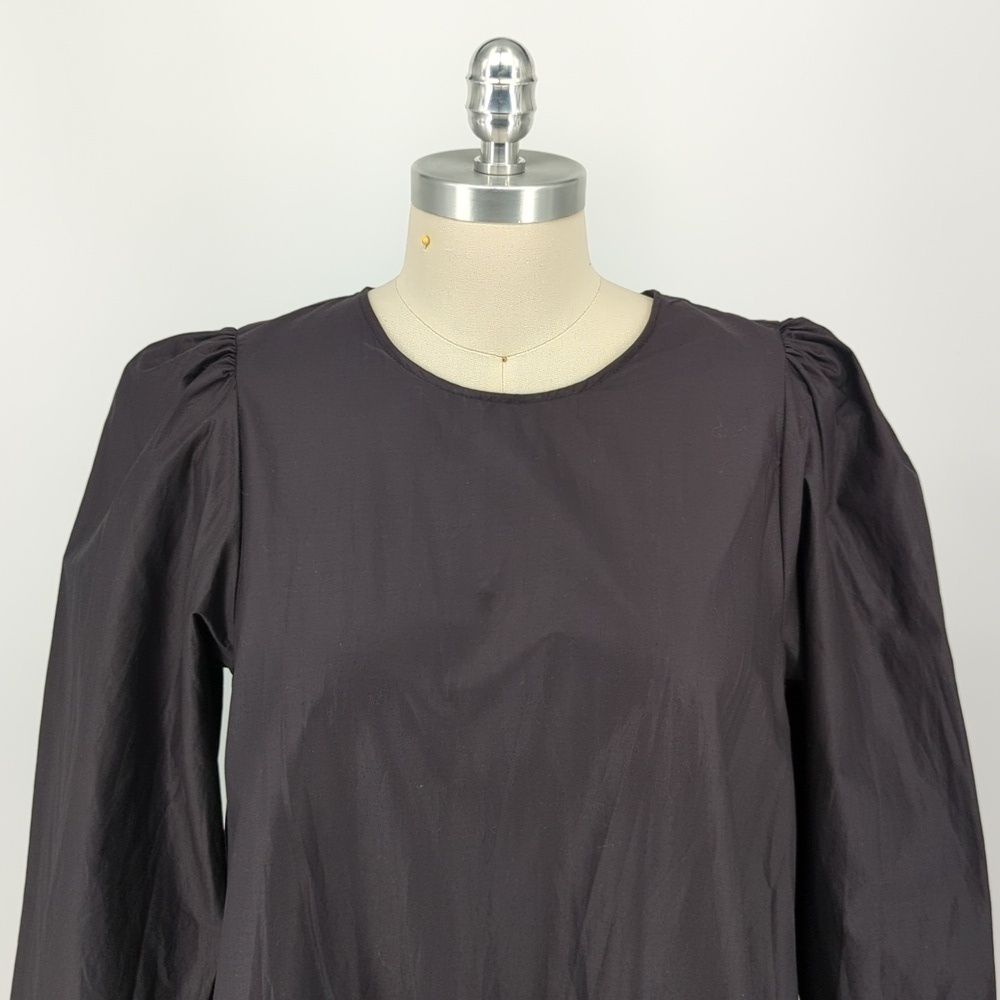 H&M Poplin Puff Sleeve Shift Dress Black 10 cottagecore punk grunge preppy - Picture 3 of 8